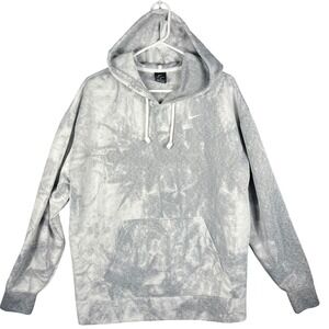 Nike Dri-FIT Hoodie Women 1X Grey White Tie Dye Long Sleeve Pullover Sweatshirt